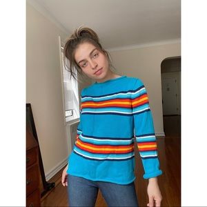 Ralph Lauren Petite Blue Striped Sweater | Multi-Colored